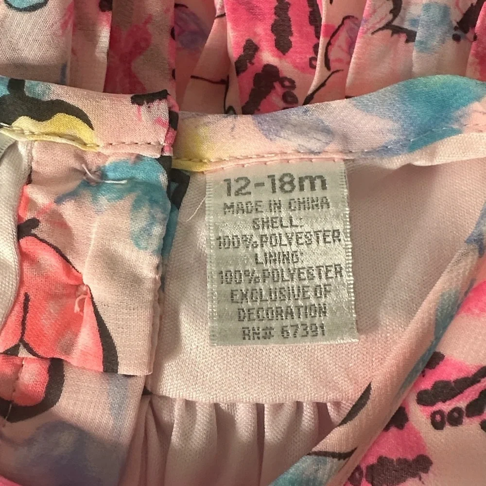 Vintage Koalakids Infant Girls 12M-18M Pleated Pattern Print Summer Dress